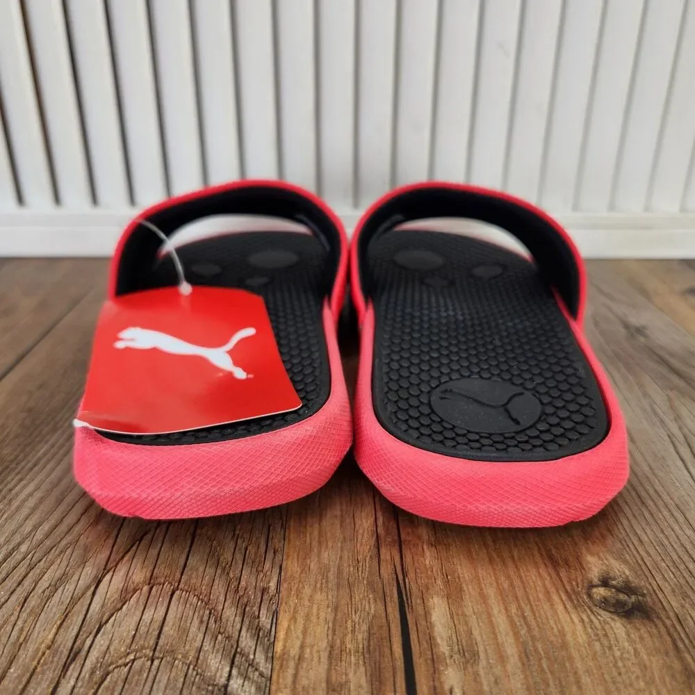 Puma Cool Cat BX JR Slides Junior Sz 5C High Risk Red Puma Black Slip On Sandals